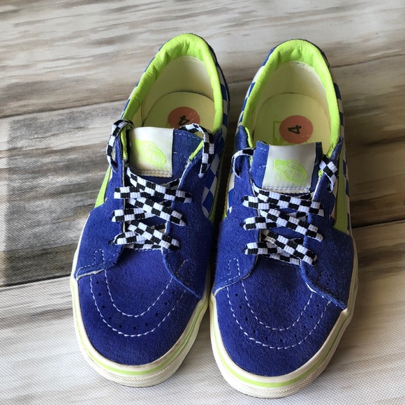 VANS SK8 LOW CHECKERBOARD  OFF THE WALL MENS 4/WOMANS 5.5 Green and blue - Picture 2 of 7